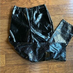 LeLis Collection‎ Black Patent Leather High Waist Jeans Pants